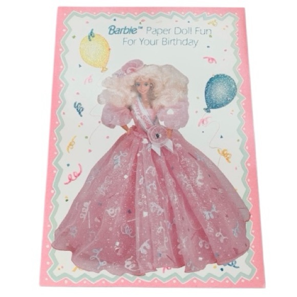 Barbie Accessories - Vintage Barbie Paper Doll Birthday Card Cutout Outfits 1991 by Gibson Cards